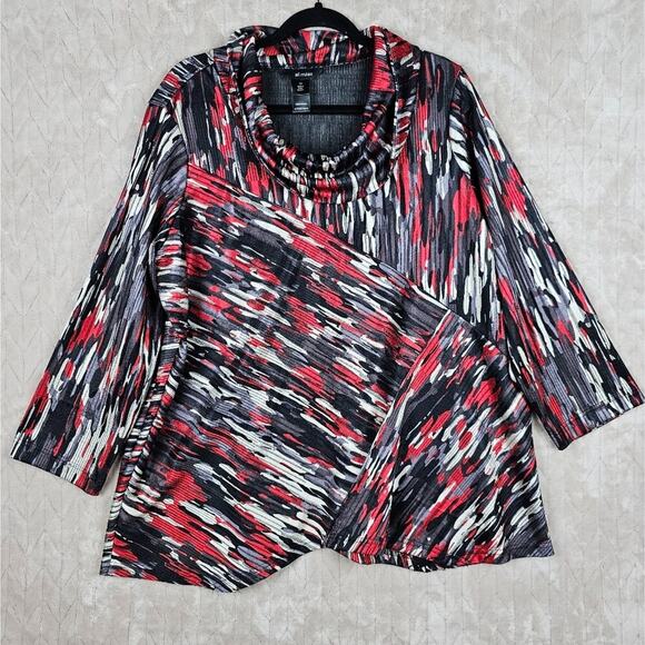 Ali Miles Blouse 1X Cowl Neck Artsy Art Wear Relaxed Classic Old Money Timeless - Picture 1 of 7